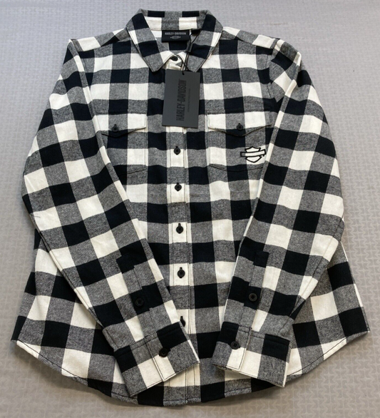 NEW GENUINE HARLEY DAVIDSON 96277-23VW WOMEN'S 2W SHIRT WOVEN OFF WHITE PLAID