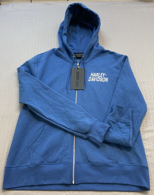 NEW GENUINE HARLEY DAVIDSON 96605-22VW WOMEN'S MED HOODIE KNIT BLUE