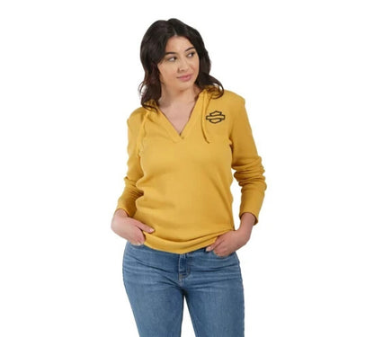 NEW HARLEY DAVIDSON 96256-23VW SM Women's Bohemian Hooded Thermal Knit OCRE