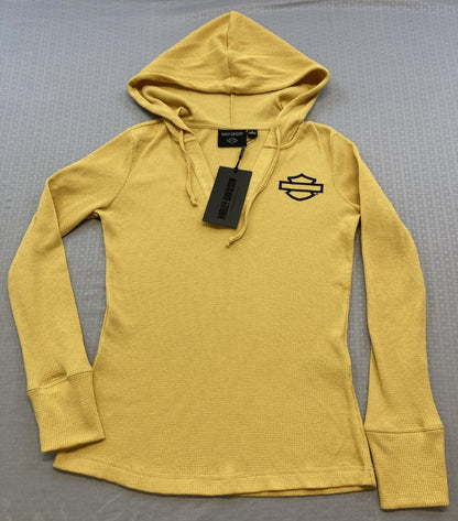 NEW HARLEY DAVIDSON 96256-23VW SM Women's Bohemian Hooded Thermal Knit OCRE