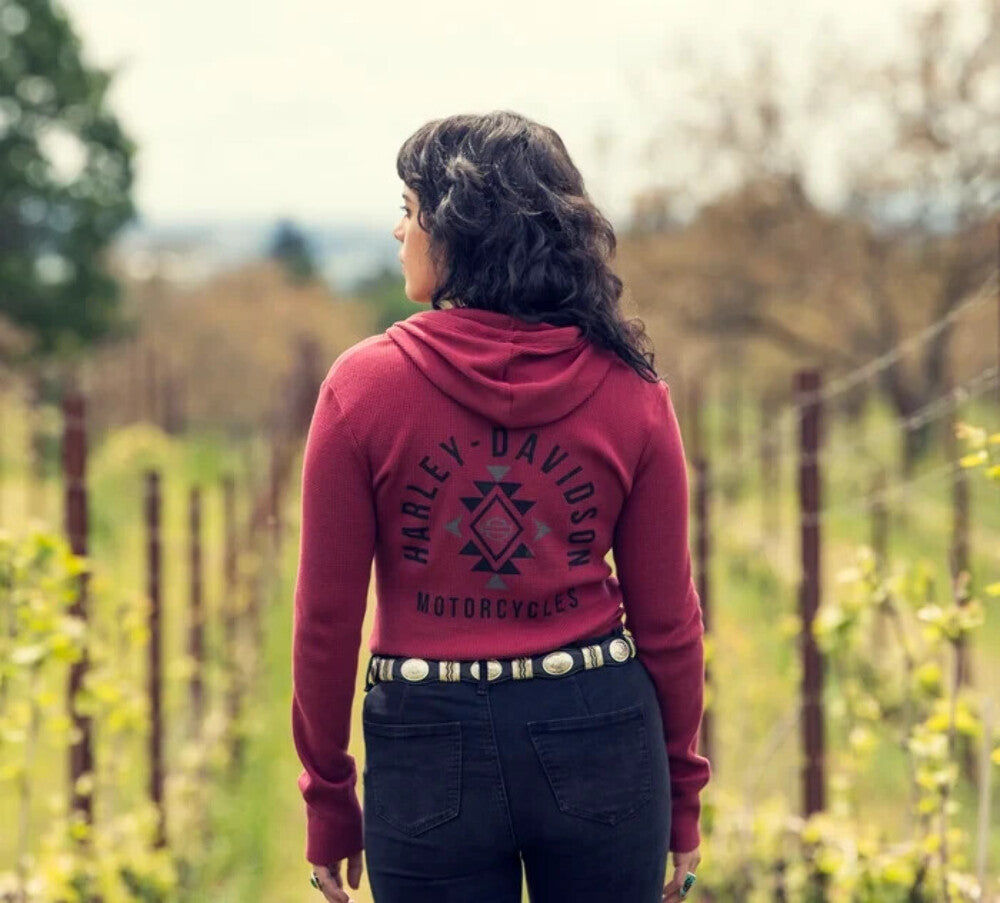 NEW GENUINE HARLEY DAVIDSON 96257-23VW SM Bohemian Hooded Thermal Knit RED