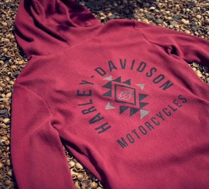 NEW GENUINE HARLEY DAVIDSON 96257-23VW SM Bohemian Hooded Thermal Knit RED