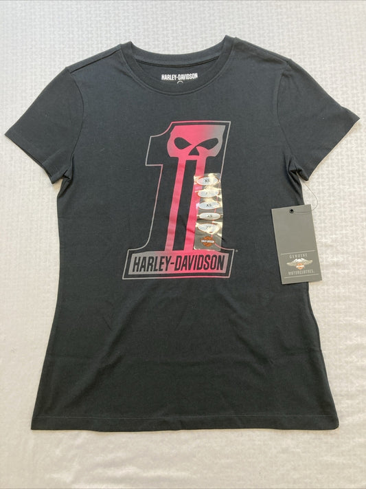 NEW GENUINE HARLEY DAVIDSON 96253-22VW XS Women's #1 Skull Graphic Tee