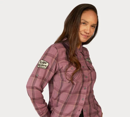 NEW GENUINE HARLEY DAVIDSON 96273-23VW SM Women's Gas & Oil PLAID SHIRT