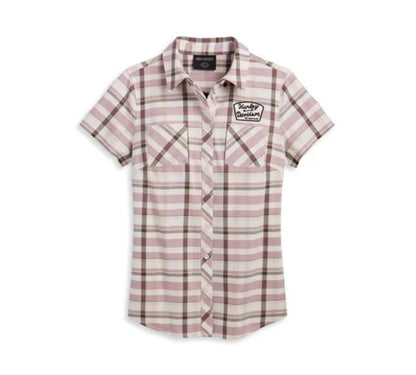 NEW GENUINE HARLEY DAVIDSON 96266-23VW Women's Shift Gears Plaid Shirt SMALL