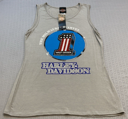 NEW GENUINE HARLEY DAVIDSON HT4715BEI WOMEN'S SMALL MILWAUKEE MARVEL S/L SCP NCK