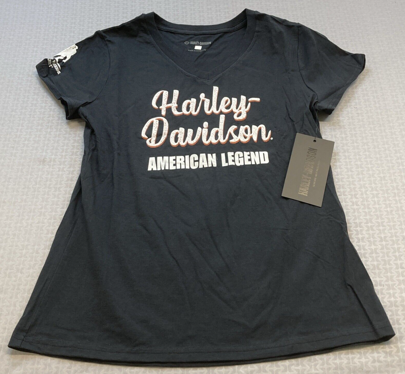 NEW GENUINE HARLEY DAVIDSON 96196-23VW WOMEN'S LARGE TEE KNIT WWP BLACK