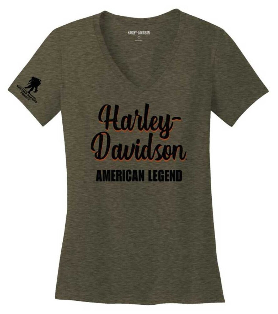 NEW GENUINE HARLEY DAVIDSON 96198-23VW WOMEN'S XSMALL TEE KNIT WWP GREEN HEATHER