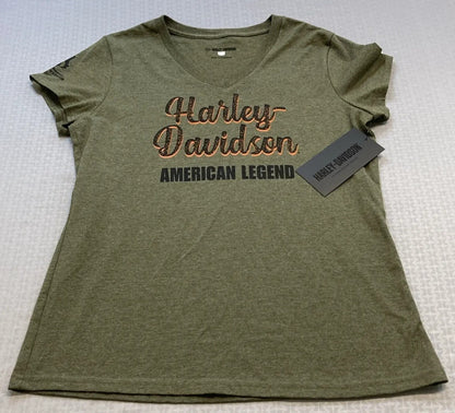 NEW GENUINE HARLEY DAVIDSON 96198-23VW WOMEN'S MED TEE KNIT WWP GREEN HEATHER