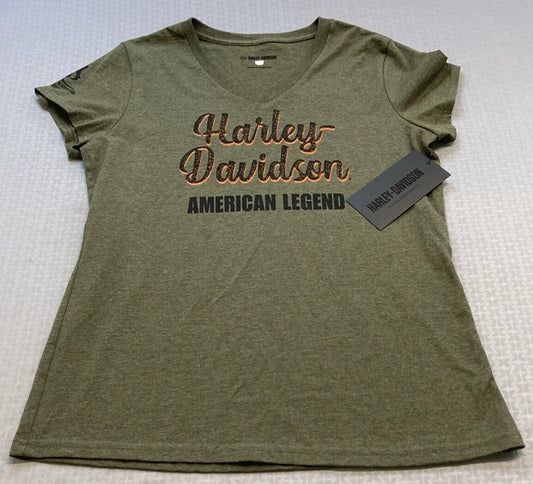 NEW GENUINE HARLEY DAVIDSON 96198-23VW WOMEN'S MED TEE KNIT WWP GREEN HEATHER