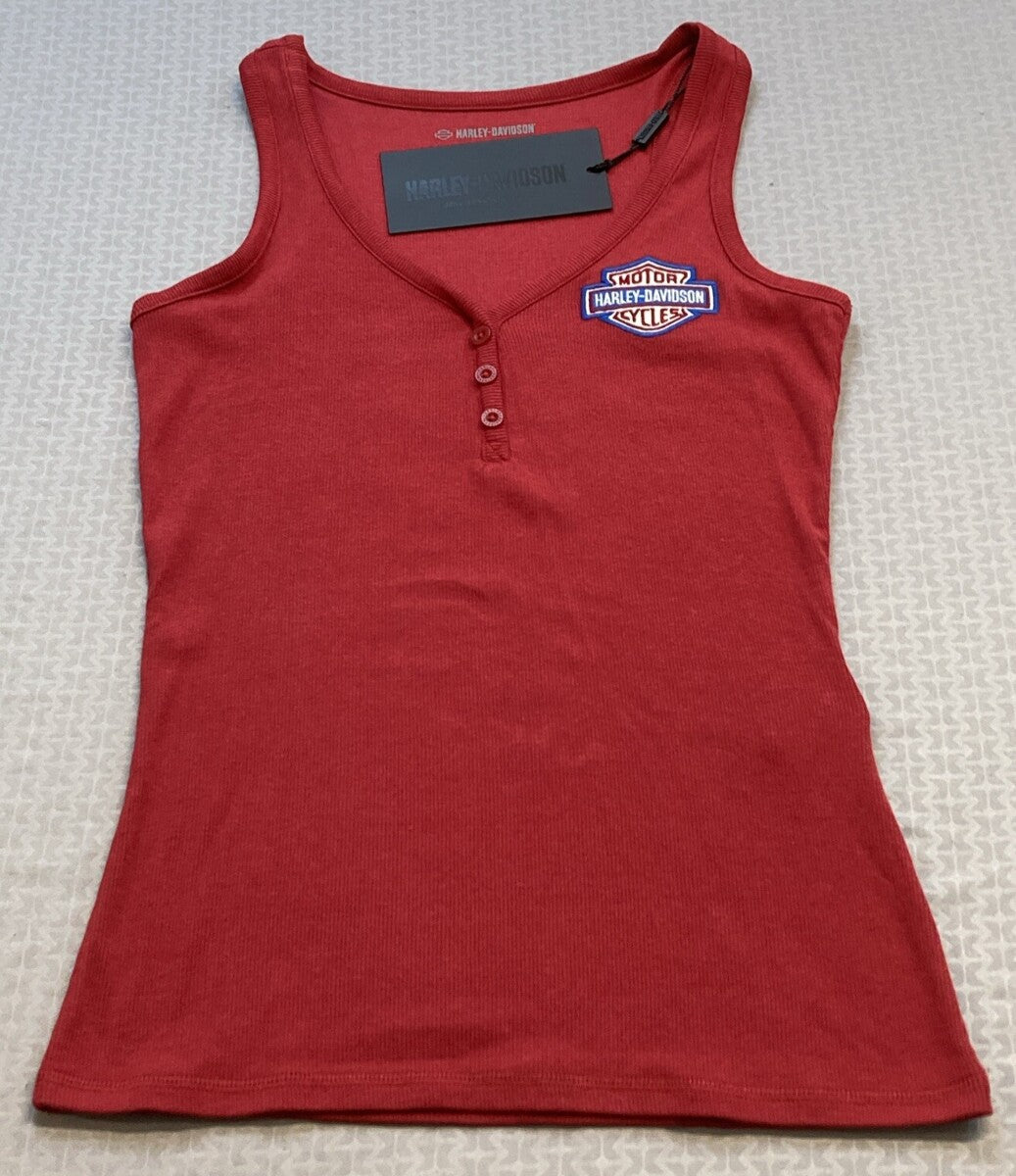 NEW GENUINE HARLEY DAVIDSON 96654-22VW XSMALL TANK KNIT RED SLEEVELESS HENLEY
