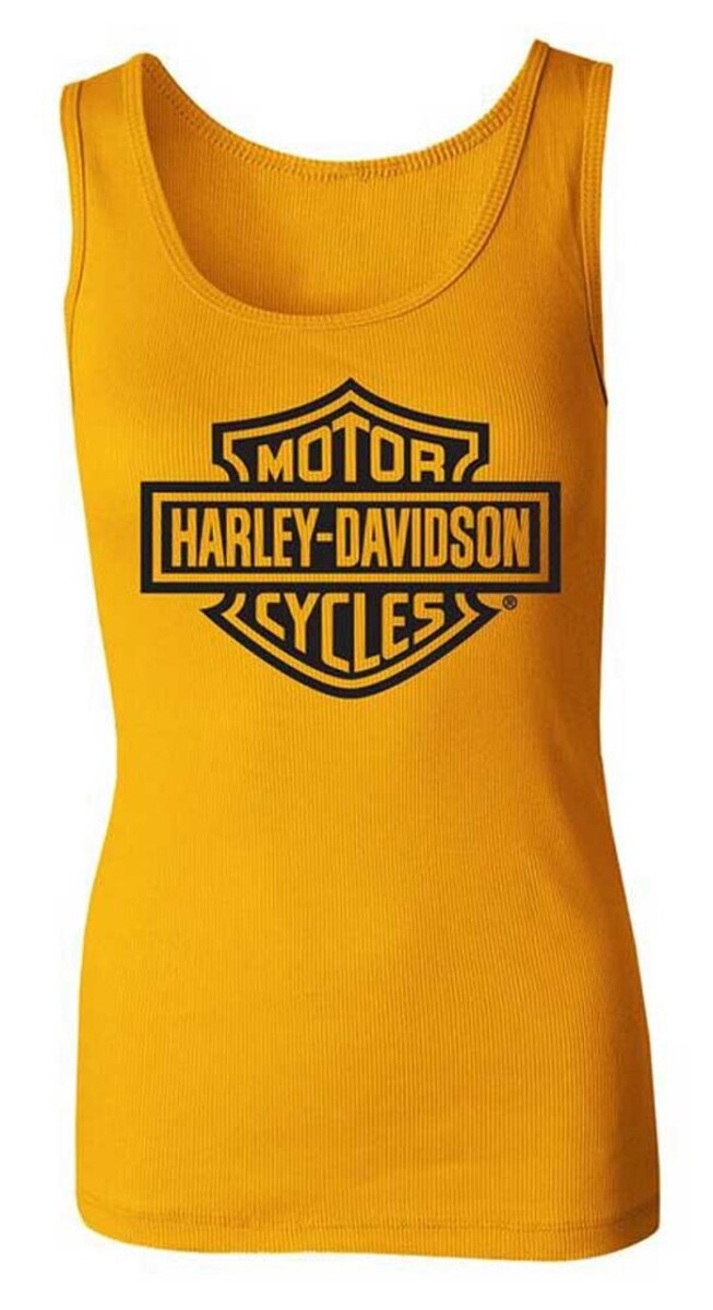 NEW GENUINE HARLEY DAVIDSON 96650-22VW SMALL TANK KNIT YELLOW BAR & SHIELD