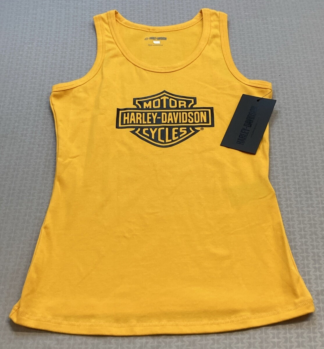 NEW GENUINE HARLEY DAVIDSON 96650-22VW SMALL TANK KNIT YELLOW BAR & SHIELD