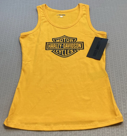 NEW GENUINE HARLEY DAVIDSON 96650-22VW SMALL TANK KNIT YELLOW BAR & SHIELD