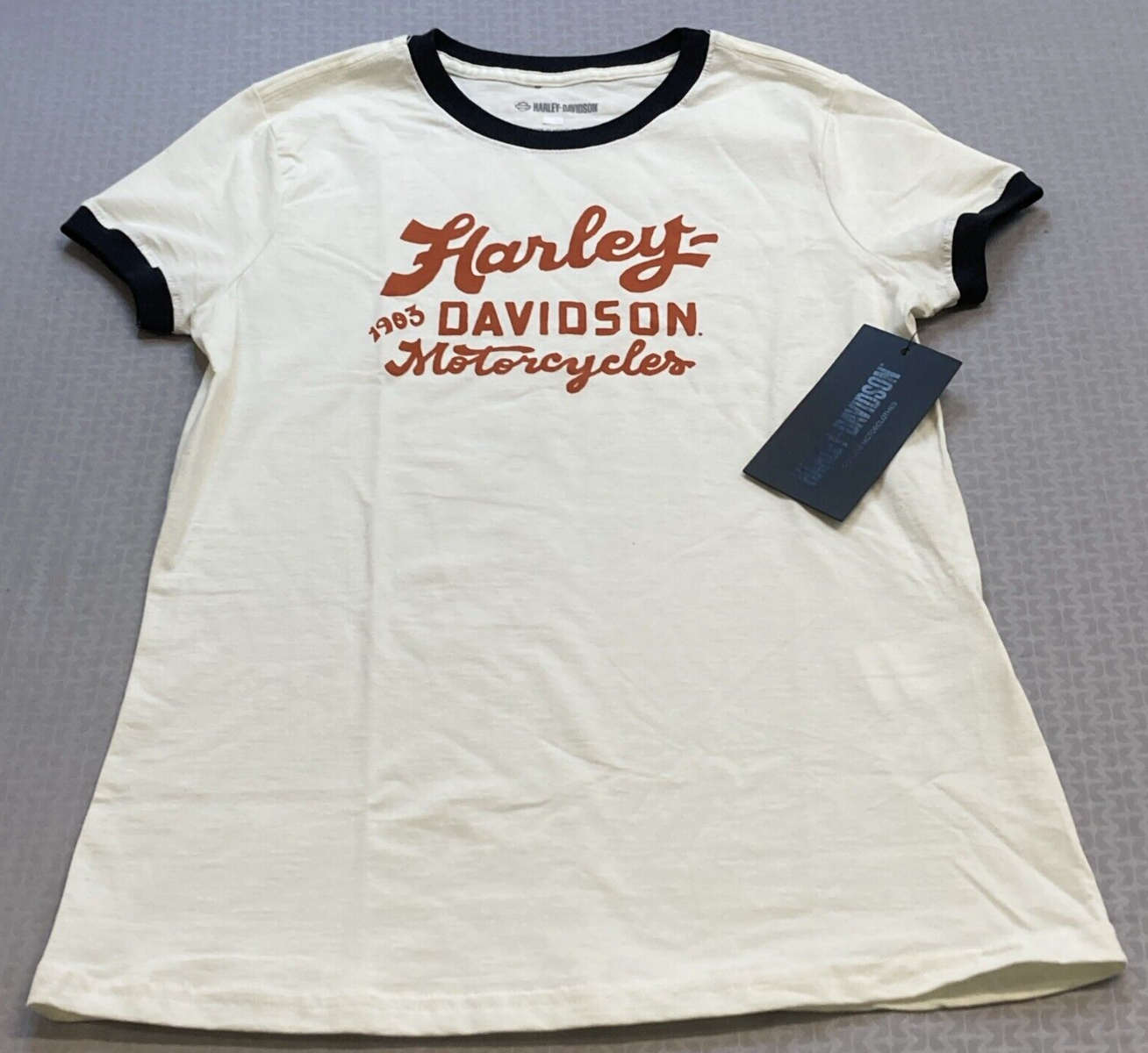 NEW GENUINE HARLEY DAVIDSON 96642-22VW XS TEE KNIT OFF WHITE SOLID RINGER