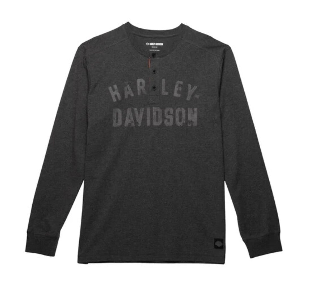 NEW GENUINE HARLEY DAVIDSON 96092-23VM 3XL MEN'S HENLEY KNIT DARK GREY HEATHER