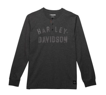 NEW GENUINE HARLEY DAVIDSON 96092-23VM 3XL MEN'S HENLEY KNIT DARK GREY HEATHER