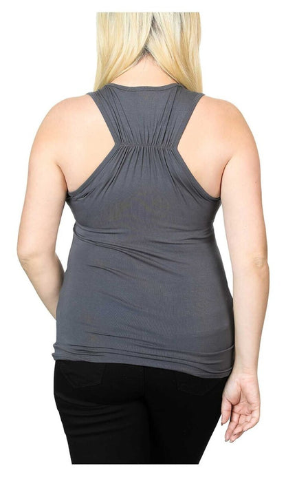 NEW HARLEY DAVIDSON HT4652GRY XS Women's Embellished Winged Round Neck Tank Top