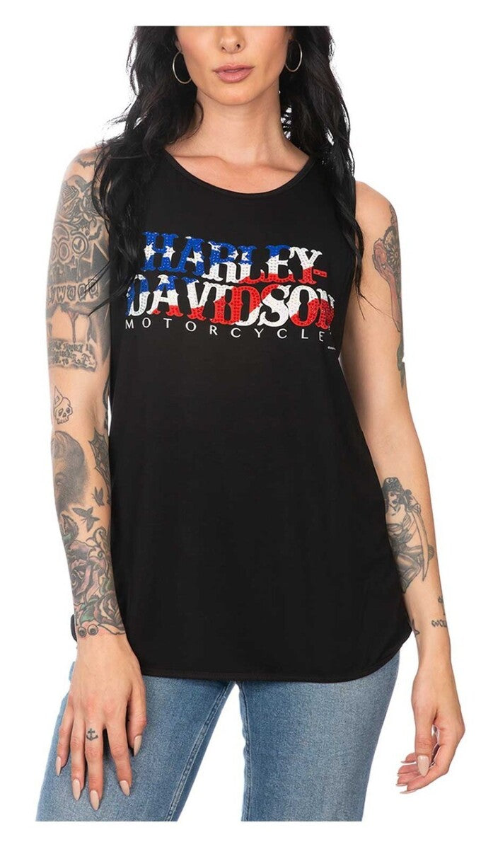 NEW HARLEY DAVIDSON HT4602BLK XS Women's Classic American Embellished Tank Top