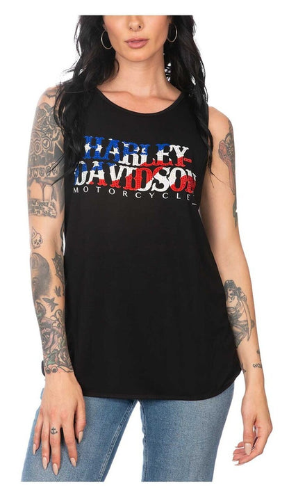 NEW HARLEY DAVIDSON HT4602BLK XS Women's Classic American Embellished Tank Top