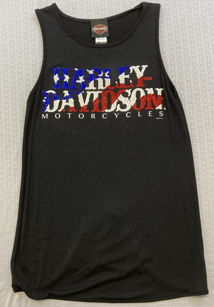 NEW HARLEY DAVIDSON HT4602BLK XS Women's Classic American Embellished Tank Top
