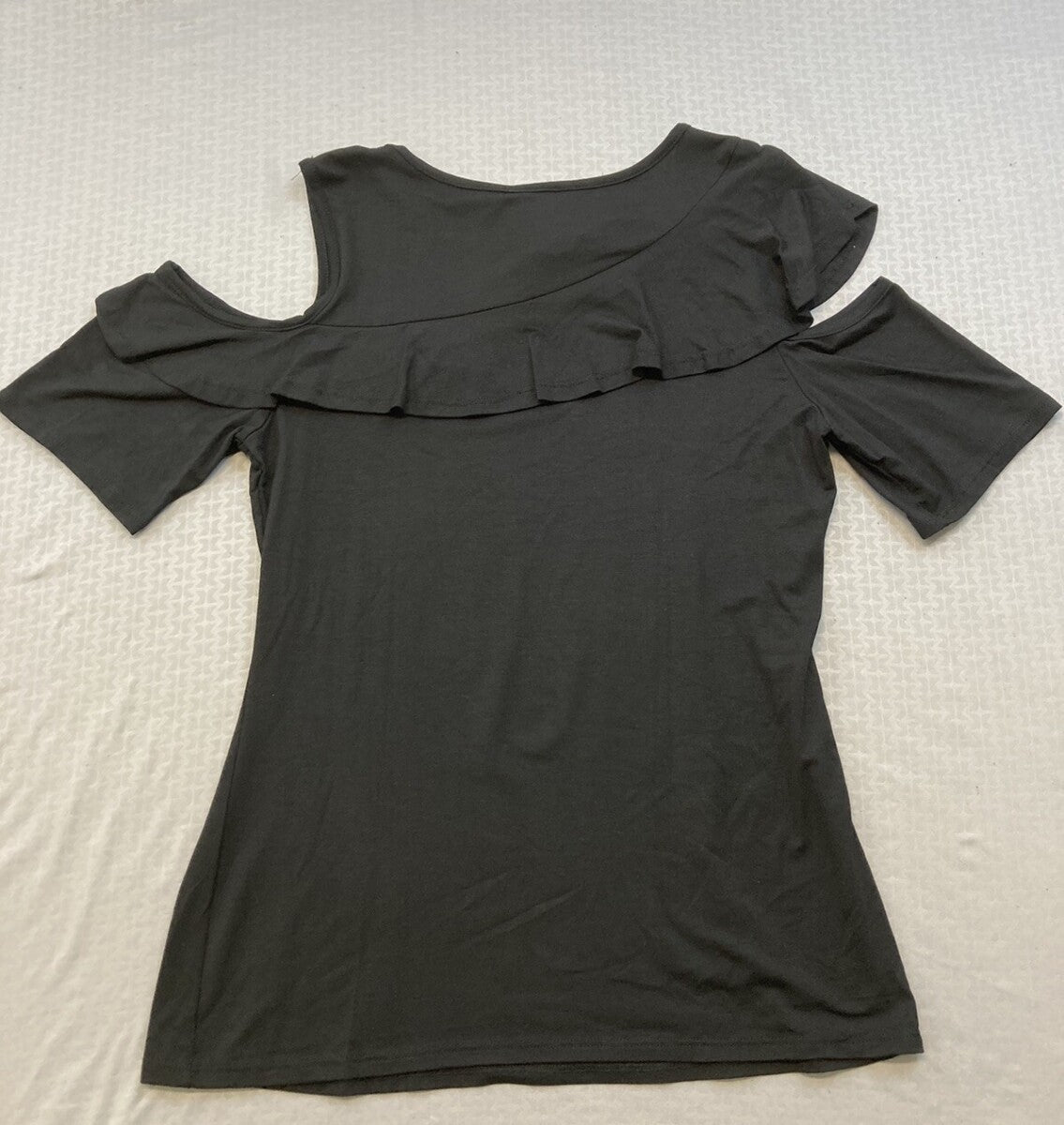 NEW HARLEY DAVIDSON HT4649BLK L WOMENS COLD SHOULDER SCOOP NECK TEE W/RHINESTONE