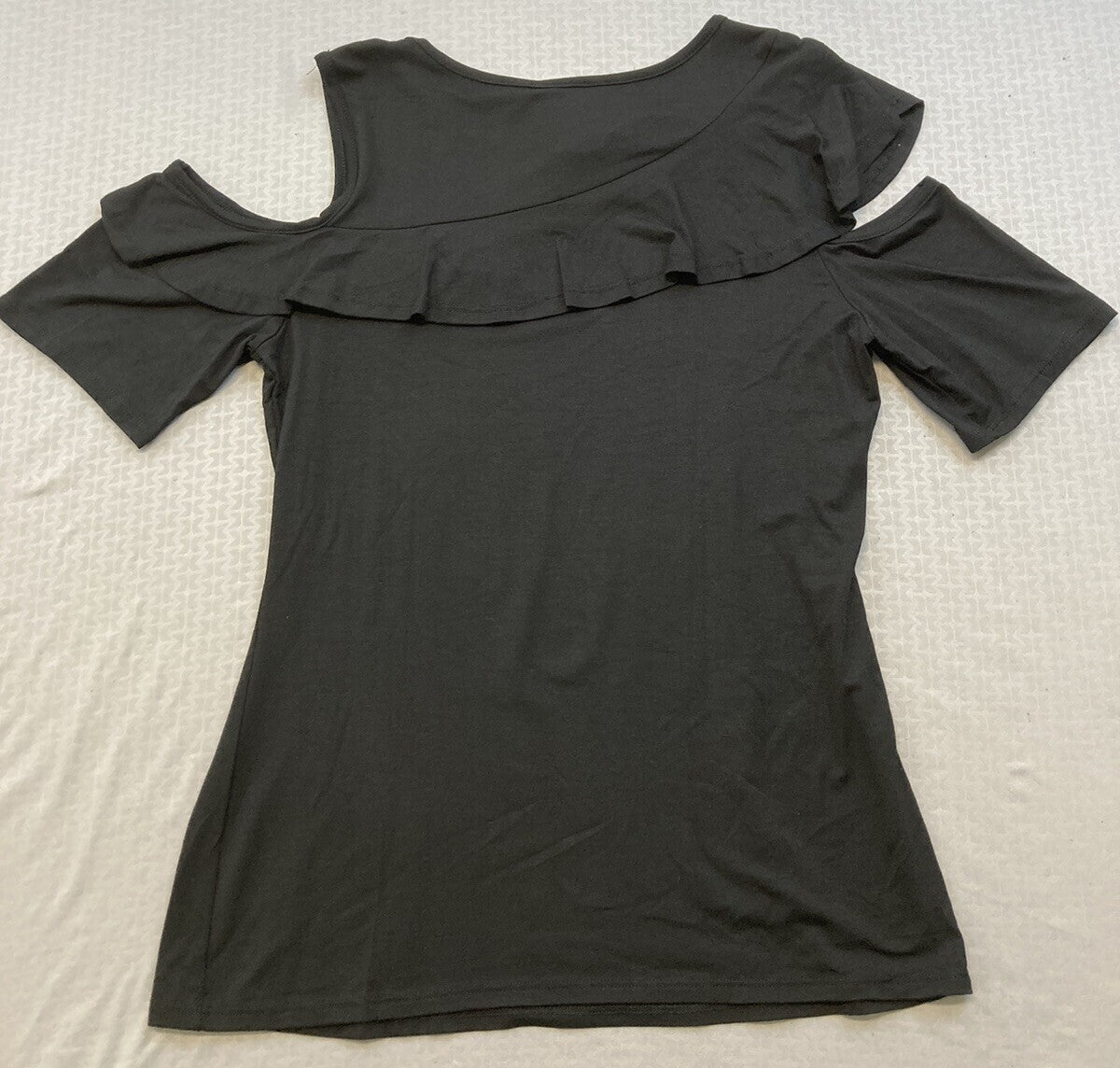 NEW HARLEY DAVIDSON HT4649BLK XL WOMEN COLD SHOULDER SCOOP NECK TEE W/RHINESTONE