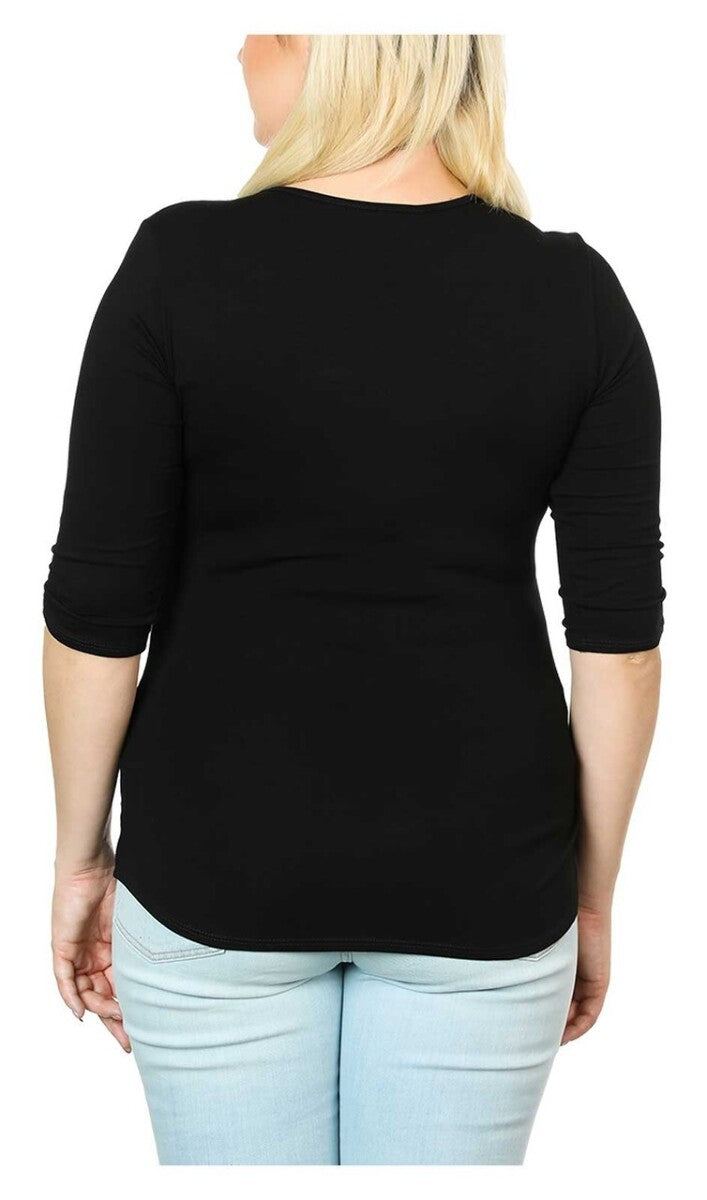 NEW HARLEY DAVIDSON HT4647BLK S Women's Embellished Script Keyhole 3/4 Sleeve