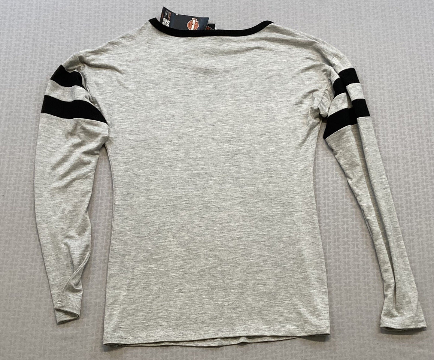 NEW HARLEY DAVIDSON HT4653GRY XS Womens Eatin Dust LS Crew Neck Gray Bling Shirt