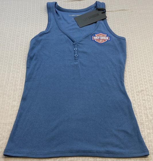 NEW GENUINE HARLEY DAVIDSON 96655-22VW SMALL TANK KNIT BLUE United Henley