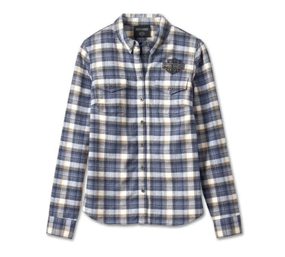 NEW GENUINE HARLEY DAVIDSON 96747-23VW XS SHIRT WOVEN BLUE PLAID Retro Club Crew