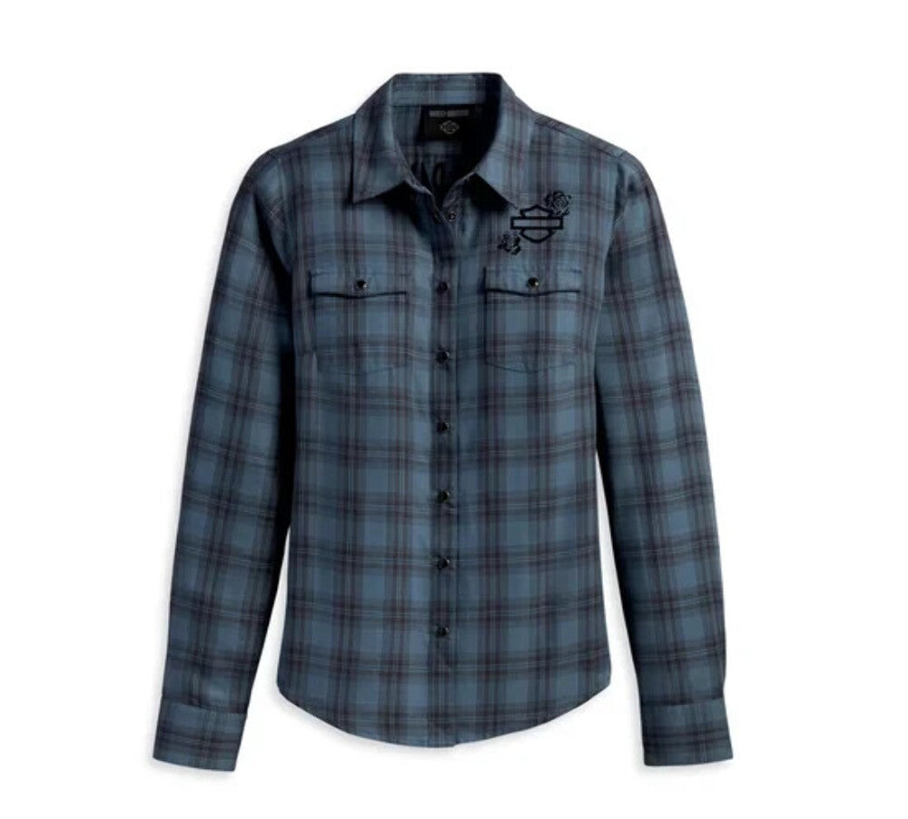 NEW GENUINE HARLEY DAVIDSON 96480-23VW SMALL SHIRT BLUE PLAID Enchanted