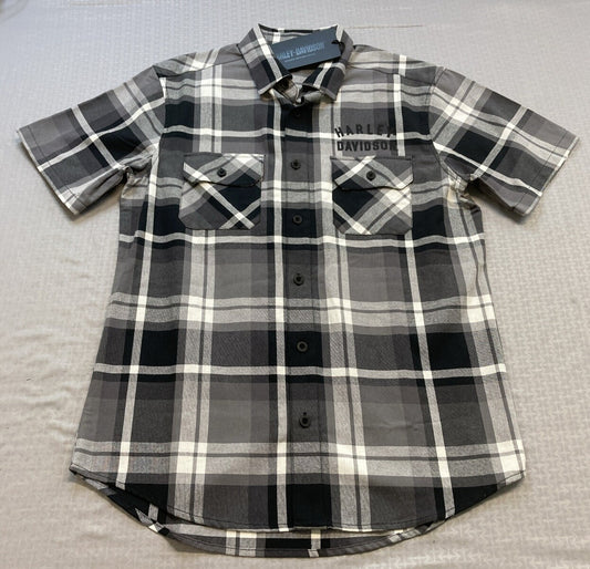NEW GENUINE HARLEY DAVIDSON 96159-23VM MEN'S MED SHIRT WOVEN NEUTRAL PLAID
