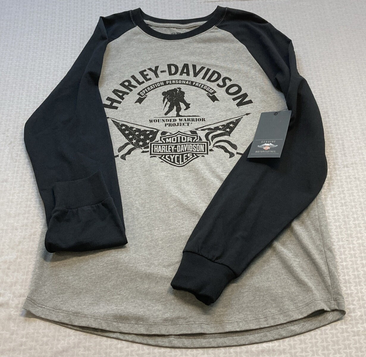 NEW GENUINE HARLEY DAVIDSON 96276-22VM MEN'S MED TEE KNIT WWP  COLORBLOCK GREY