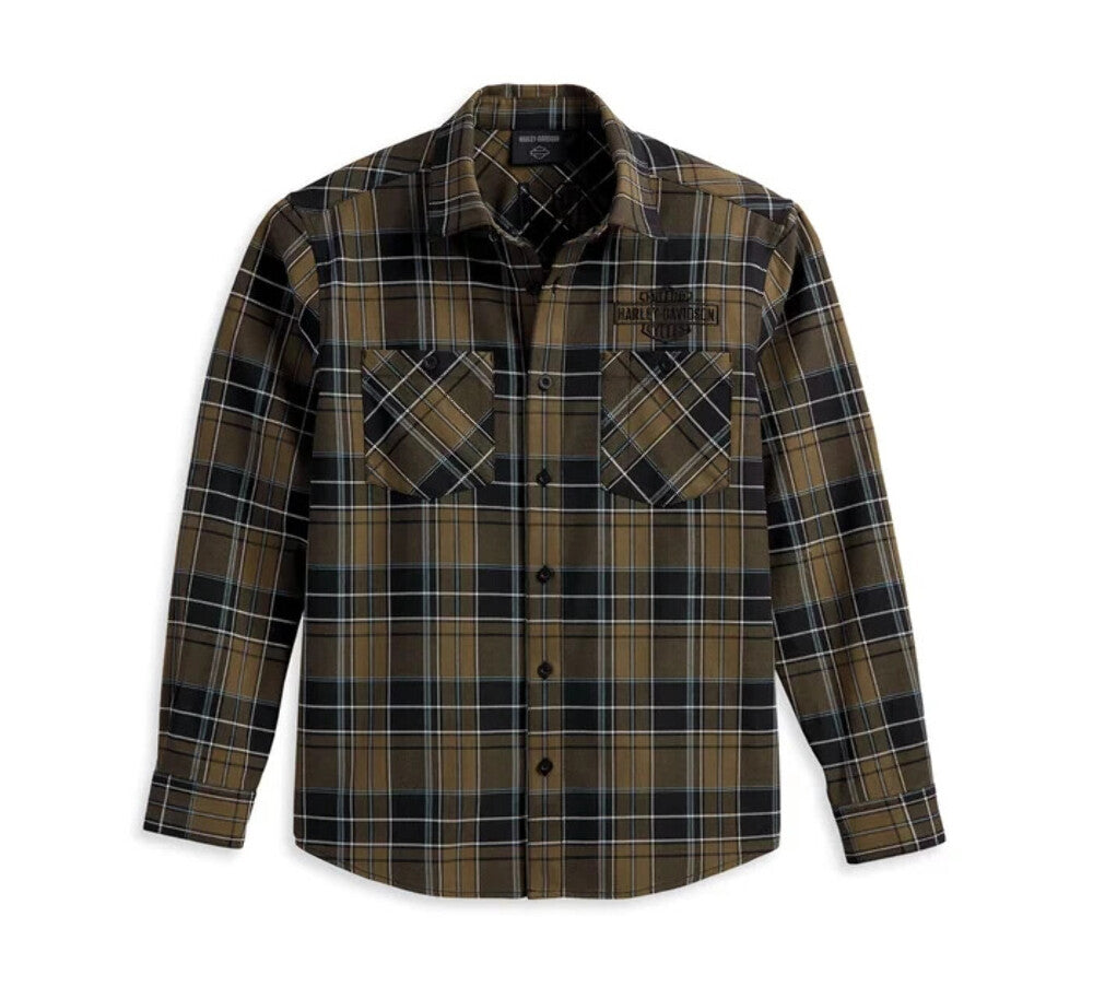 NEW GENUINE HARLEY DAVIDSON 96126-23VM MEN'S SMALL SHIRT WOVEN GREEN PLAID
