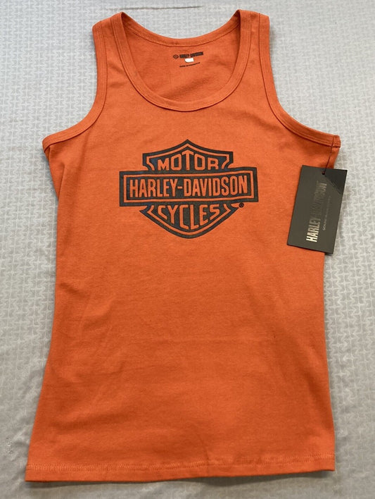 NEW GENUINE HARLEY DAVIDSON 96202-23VW WOMEN'S SMALL TANK KNIT ORANGE B&S SL