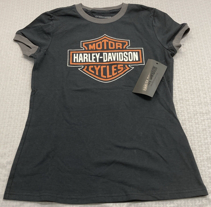 NEW GENUINE HARLEY DAVIDSON 96228-23VW WOMEN'S SMALL TEE KNIT BLACK Bar & Shield