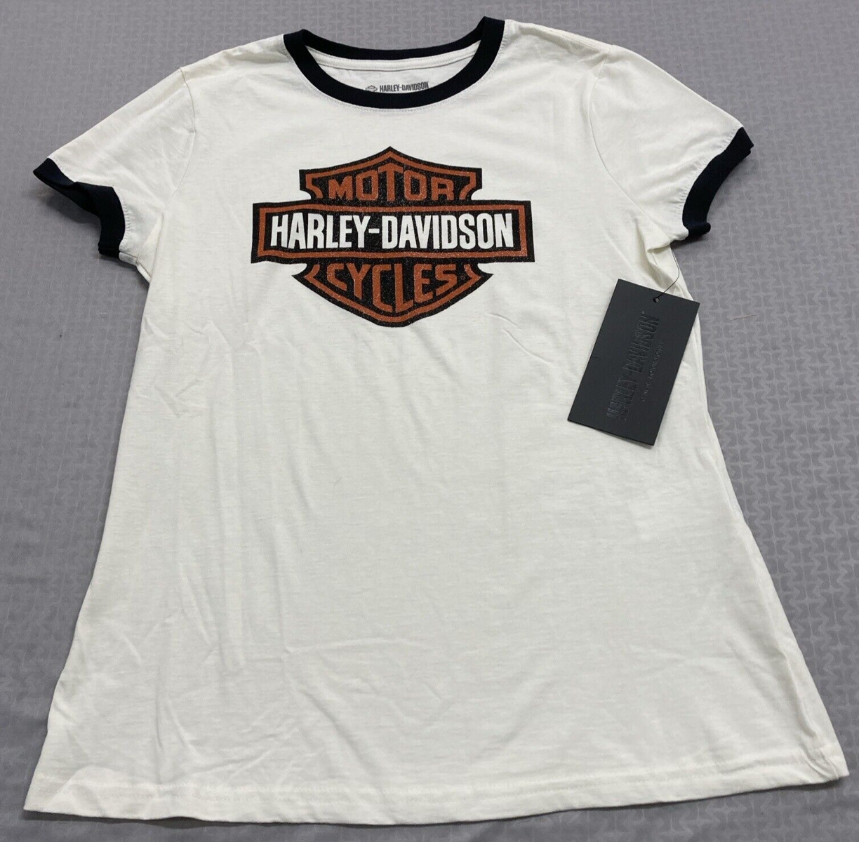 NEW GENUINE HARLEY DAVIDSON 96229-23VW WOMEN'S SMALL TEE KNIT OFF WHITE B&S