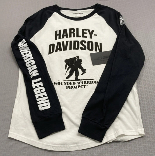 NEW GENUINE HARLEY DAVIDSON 96044-23VM MEN'S SMALL TEE KNIT WWP WHITE COLORBLOCK