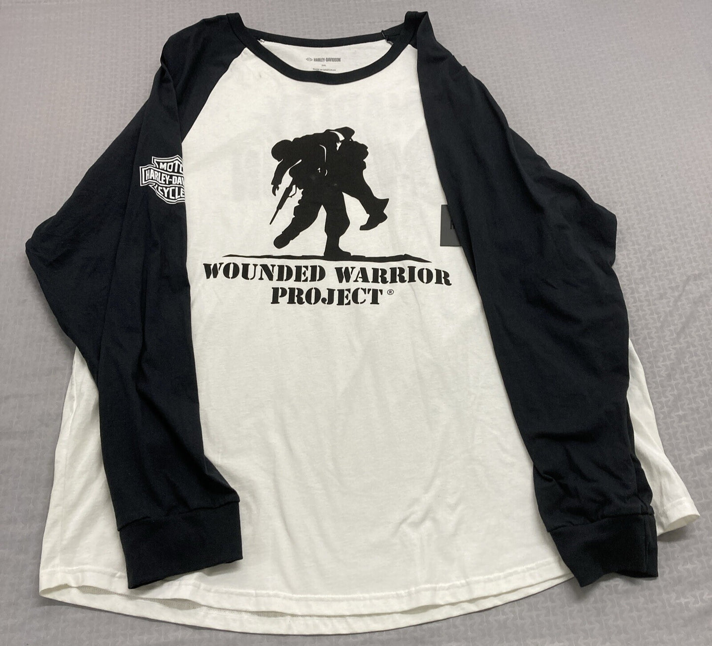 NEW GENUINE HARLEY DAVIDSON 96358-22VM MEN'S 3XL TEE KNIT WWP WHITE/BLACK