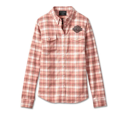 NEW HARLEY DAVIDSON 96748-23VW Women's Retro Club Crew Plaid Flannel Shirt S