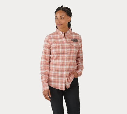 NEW HARLEY DAVIDSON 96748-23VW Women's Retro Club Crew Plaid Flannel Shirt S