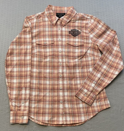 NEW HARLEY DAVIDSON 96748-23VW Women's Retro Club Crew Plaid Flannel Shirt S