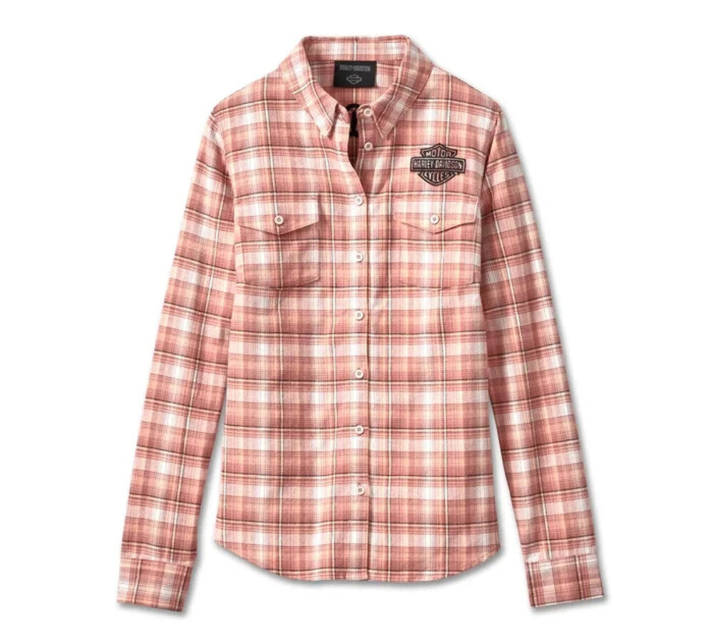 NEW HARLEY DAVIDSON 96748-23VW Women's Retro Club Crew Plaid Flannel Shirt 3W