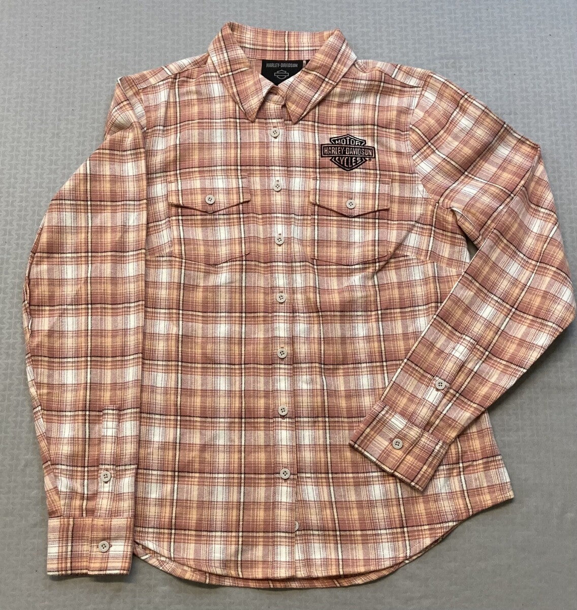 NEW HARLEY DAVIDSON 96748-23VW Women's Retro Club Crew Plaid Flannel Shirt L