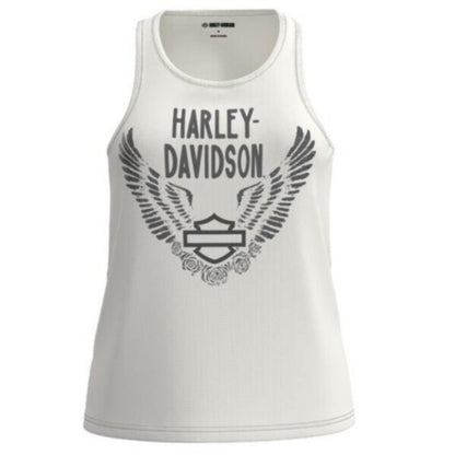 NEW HARLEY DAVIDSON 96445-23VW Women's Gathering Roses Fashion Tank White XS