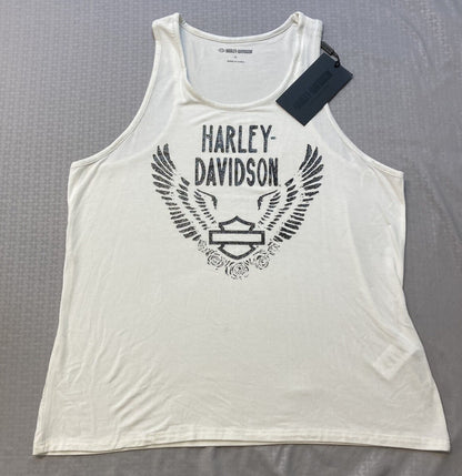 NEW HARLEY DAVIDSON 96445-23VW Women's Gathering Roses Fashion Tank White XS