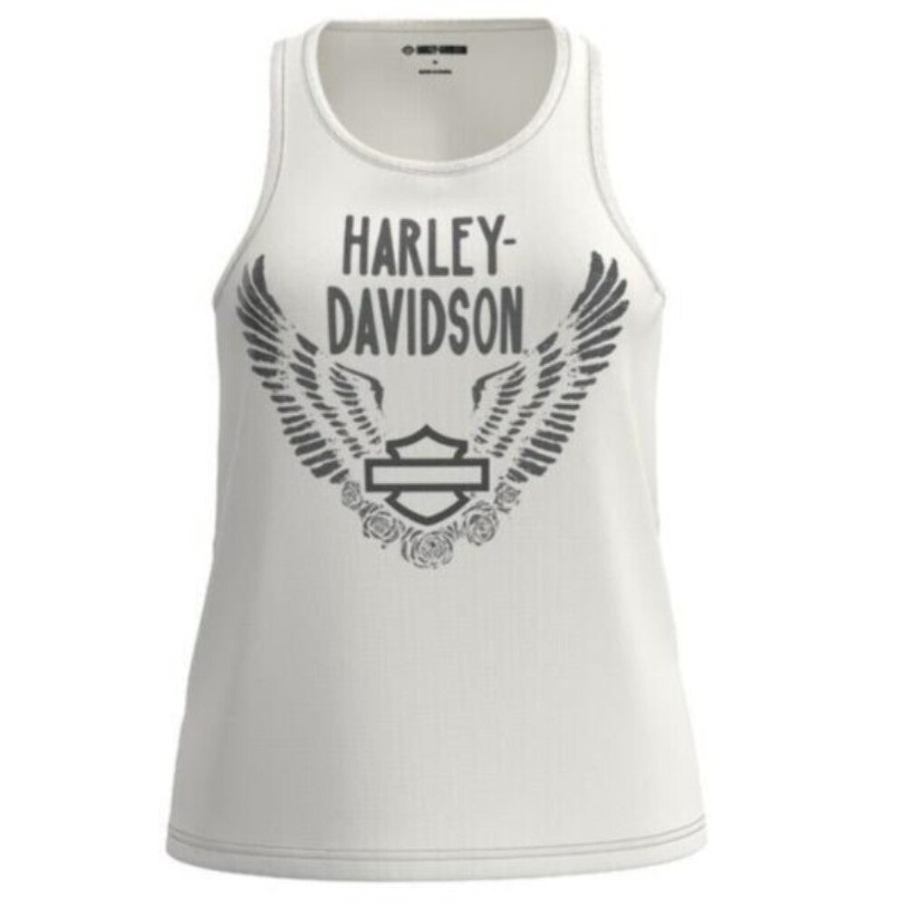 NEW HARLEY DAVIDSON 96445-23VW Women's Gathering Roses Fashion Tank White SM