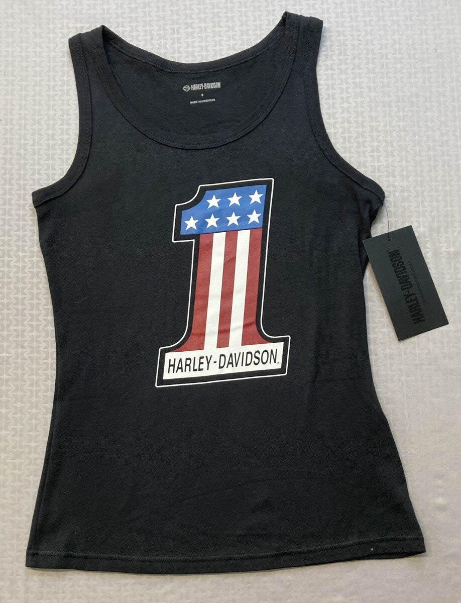NEW HARLEY DAVIDSON 99108-22VW M Women's Ultra Classic #1 Rib Tank BLACK