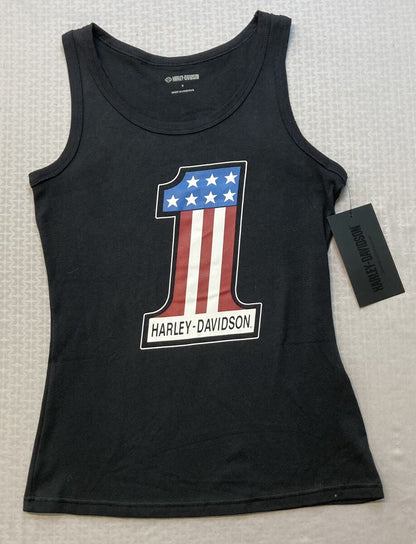 NEW HARLEY DAVIDSON 99108-22VW M Women's Ultra Classic #1 Rib Tank BLACK